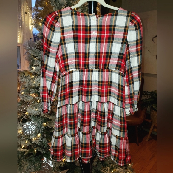 Toddler Girl Long-Sleeve Plaid Tiered Dress - Picture 3 of 4